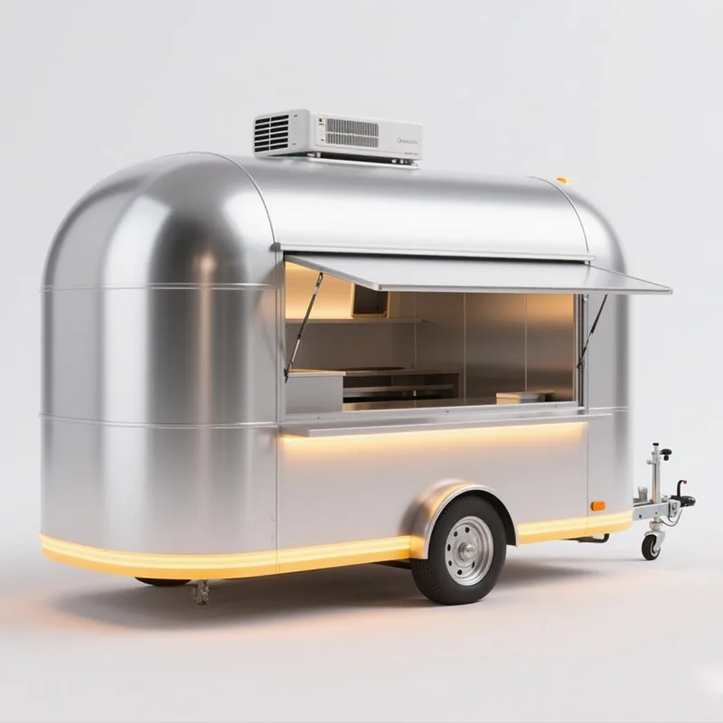 Mobile Snack Cart with Wheels Easy Moving Food Vending Truck for Ice Cream Popcorn Beverage Selling