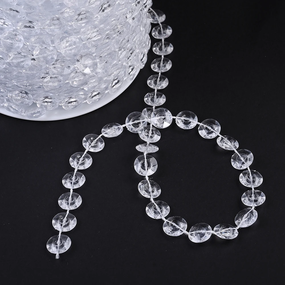 5 Meter Acryl-Perlenkettenrolle, transparente Perlenkette mit Kristallstruktur, geeignet für Weihnachtsbäume, Hochzeitsfeiern, Dekoration – Detail 6