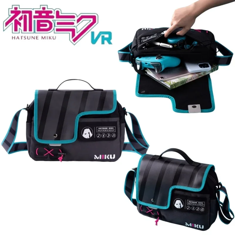 Bandai Hatsune Miku bolso de hombro con hebilla dibujos animados Hatsune Miku gran capacidad bolsa de almacenamiento fresco periféricos de animé regalos de vacaciones