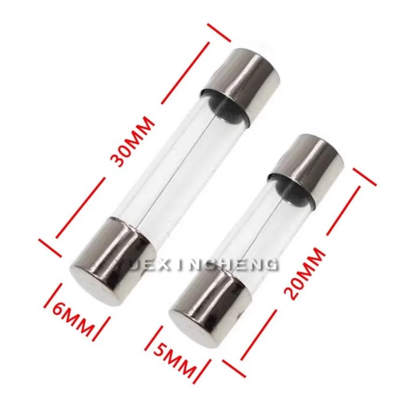 100PCS 5*20mm 6x30 glass fuse tube fuse 2A 250v car cigarette lighter tachograph motorcycle