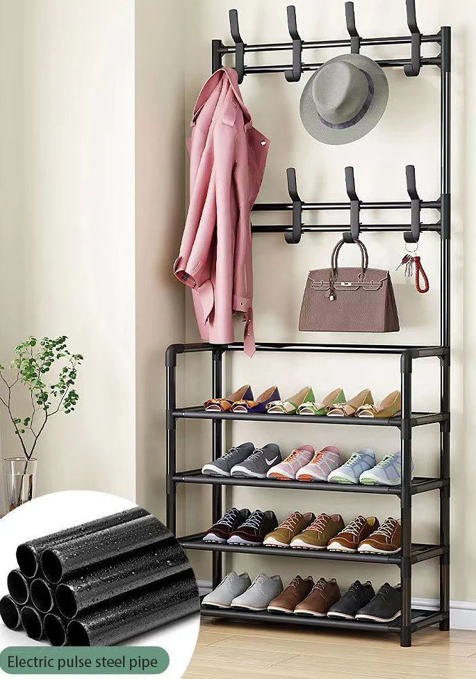 Clothes Bags Rack Office Chairs Coat Shelf Folding Wardrobe With Hanger Floor Shoe Storage