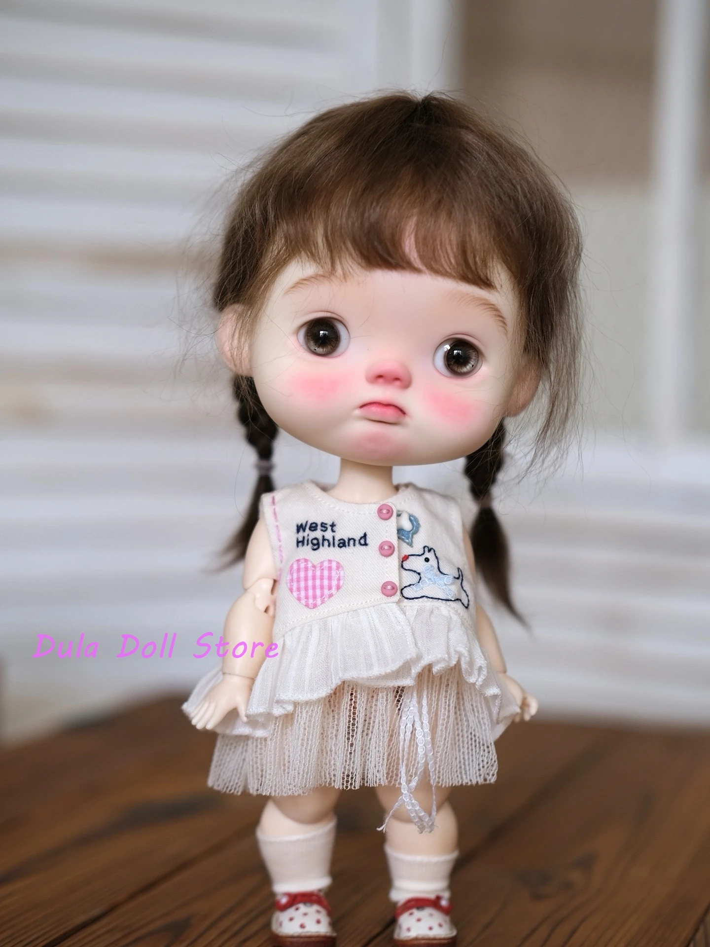 Vêtements de poupée Dula, chapeau de chien rose, jupe gilet Frey, robe Fat Dian Doll