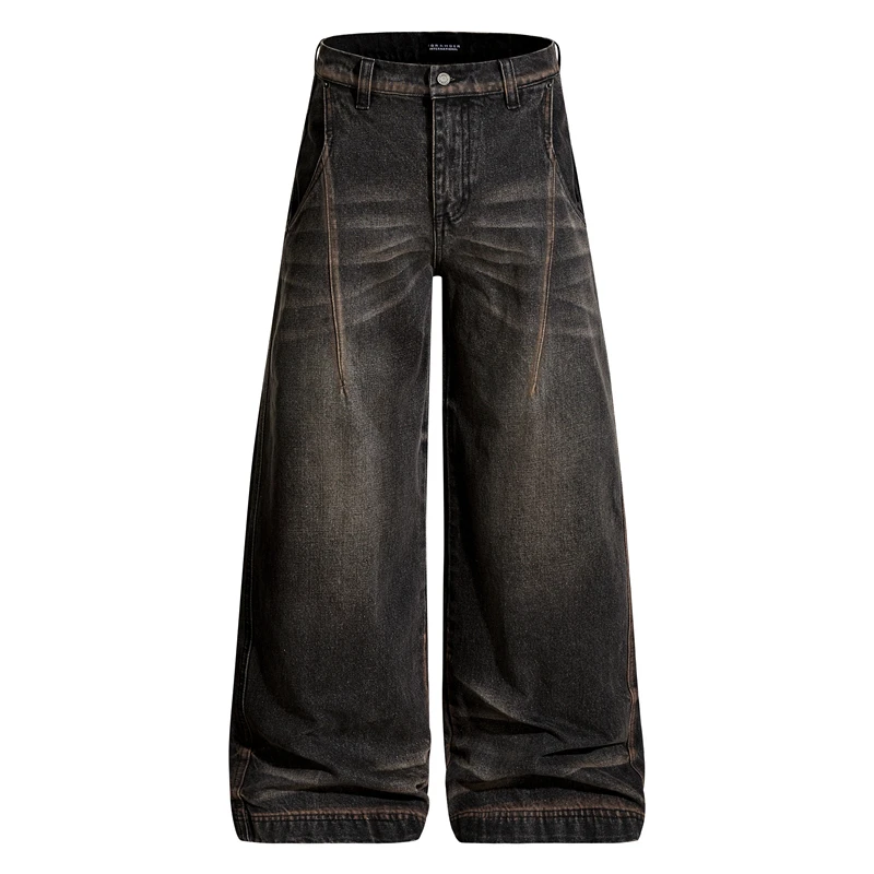 

Джинсы Gxfortune в американском ретро-стиле, широкие, свободные, прямые, длинные брюки для мужчин и женщин, повседневные джинсовые штаны в стиле дезерт.