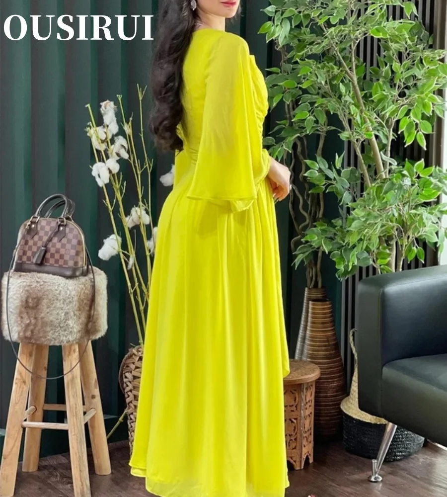 فستان OUSIRUI على شكل حرف a بأكمام طويلة بطول الكاحل للحفلات الراقصة عتيق طويل على شكل حرف v من الشيفون فساتين سهرة رداء السهرة للنساء #2