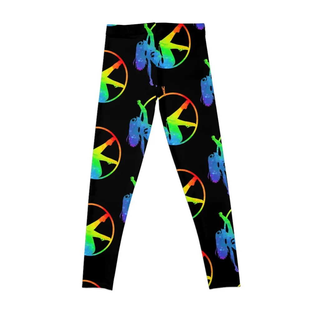 Hanging Aerialist Aerial Dancer Rainbow Tie Dye Circus Ring Leggings push up fitness harem pants Womens Leggings