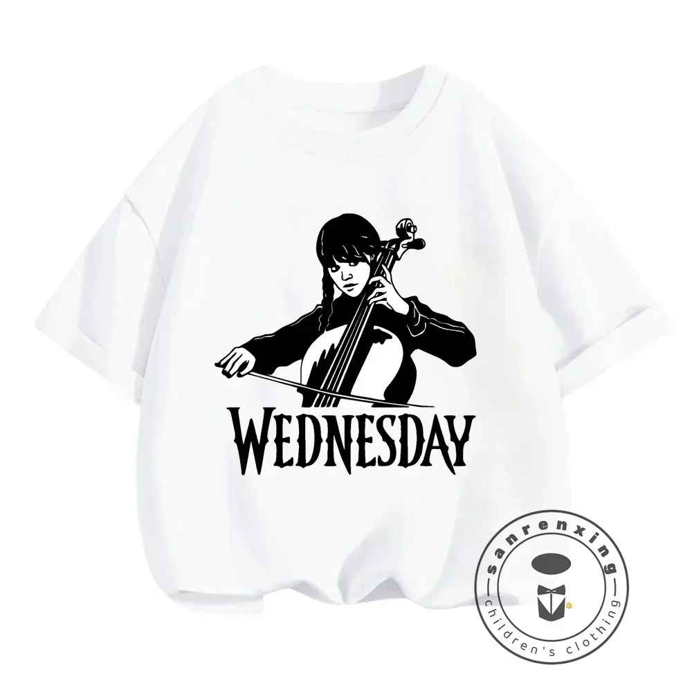 

New Wednesday Summer Craze Stylish O-neck T-shirts for Boys and Girls with Cartoon Prints Perfect for Casual Outdoor Wear