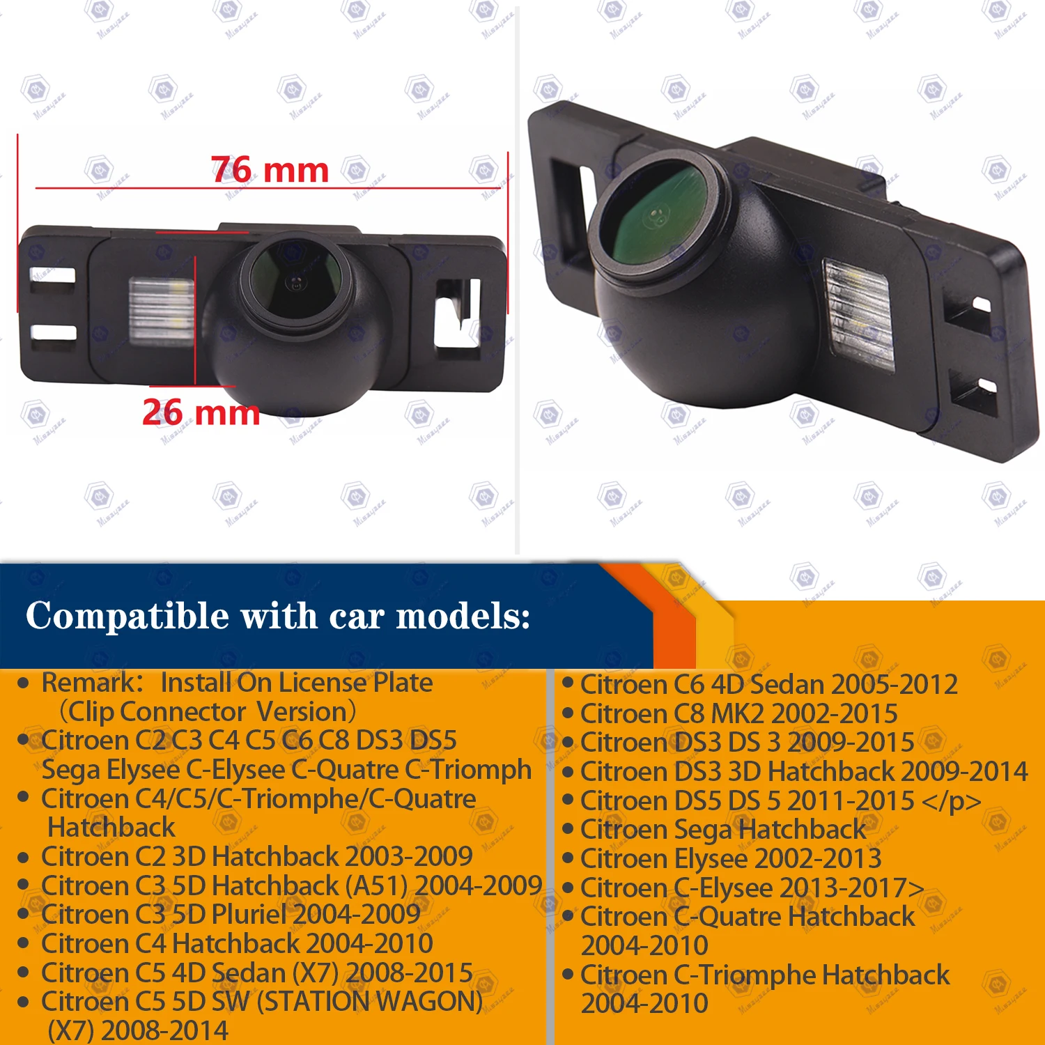 HD 1280x720p Reversing Backup Parking Camera for MG3 Citroen C2 C3 C4 C5 C6 C8 DS3 DS5 Sega Elysee C-Elysee C-Quatre C-Triomph