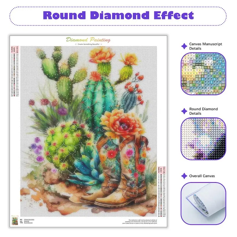 Diamond Painting New Collection Cactus Flower Boots Full Square/Round Drill Mosaic Fantasy 5D DIY Home Decorative Rhinestone Pic