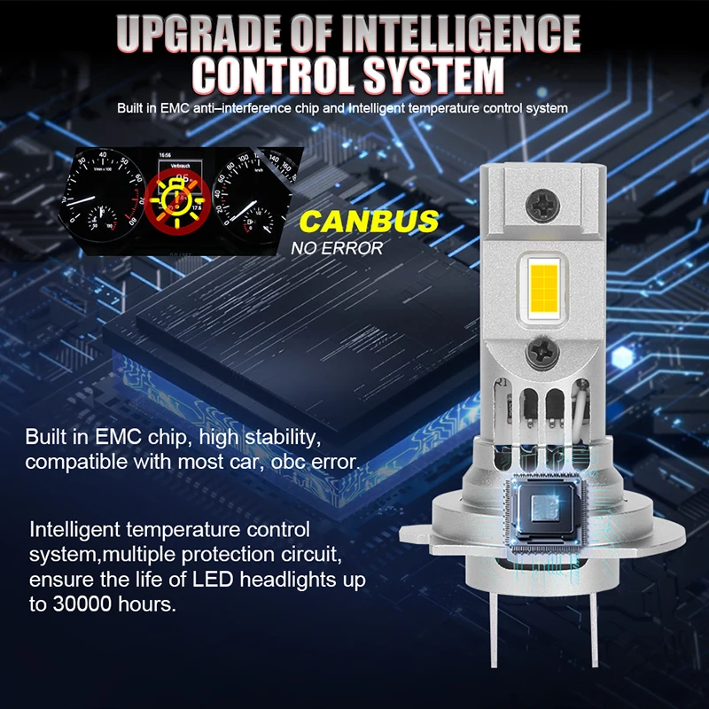 H7 Turbo LED CANBUS Lights Wireless Plug and Play Mini Lamp 30000LM H4 H11 9012 9005 9006 3580 CSP Car Headlight Bulbs with Fan