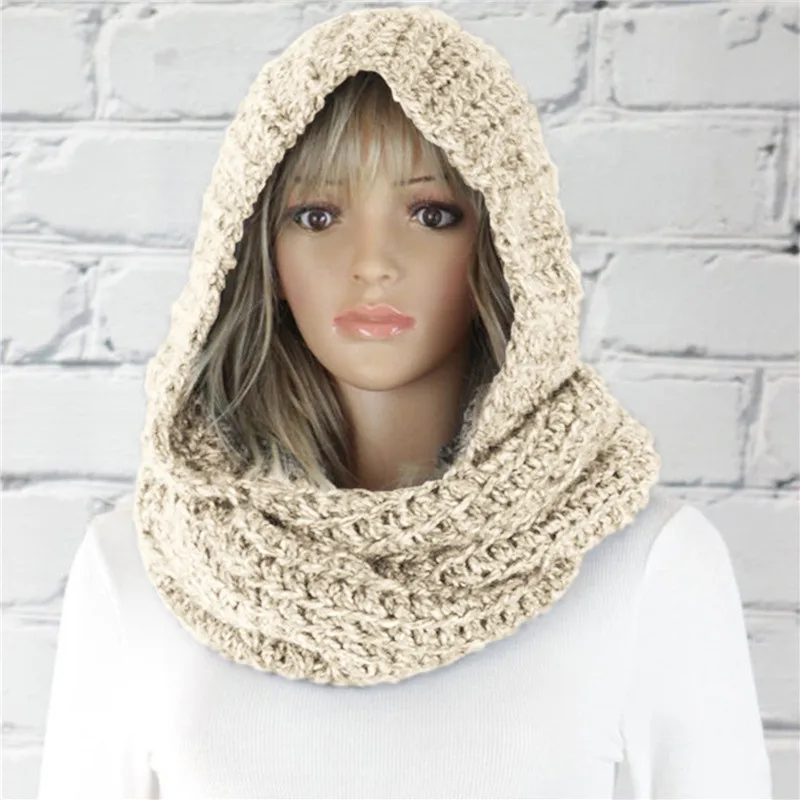 Winter Beanies Women Scarf Knitted Hat Caps Hooded Gorras Bonnet Warm Baggy Winter Hats For Women Beanies Hats