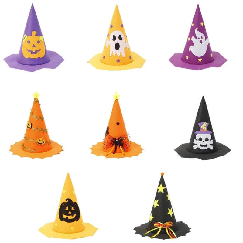 Halloween Party Witch Hats Skull Ribbon Bowknot Pointed Hat Cosplay Accessory Unique Witch Hat Party Hat