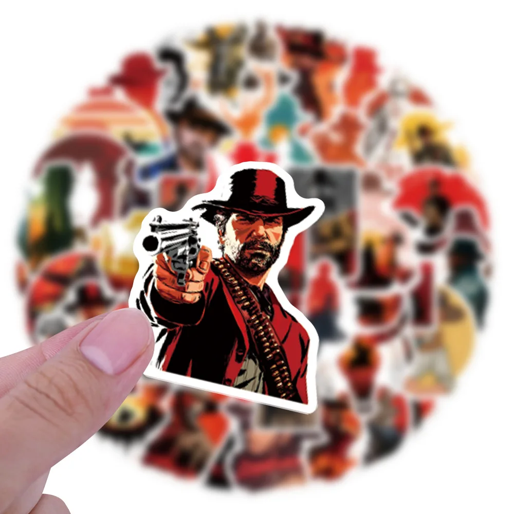 60 Adesivos Decorativos à Prova d'Água do Jogo Red Dead Redemption para Cadernos, Copos e Computadores
