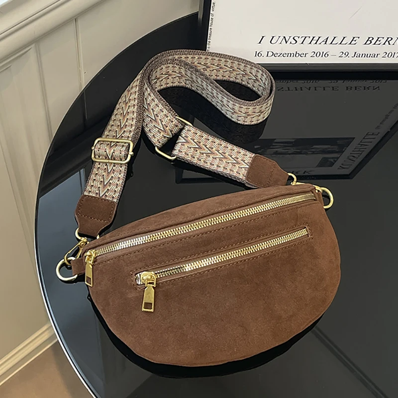 

Fashion Simple Woman Waist Bag Suede Leather Chest Pack Luxury Belt Bag phone Purse Leisure Ladies Shoulder Crossbody Bags