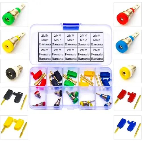ชุดสารพันเต้ารับตัวเมียบานาน่า2มม. ชุดปลั๊กกล้วย M2แผงแจ็คตัวผู้และตัวเมีย (M2-Banana-Kit)