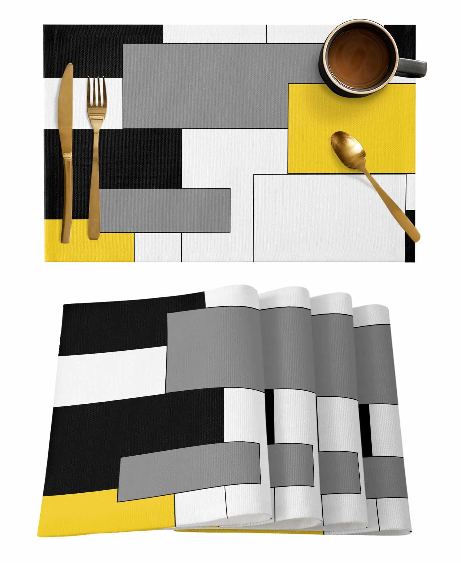 Abstract Modernism Kitchen Dining Table Decor Accessories 4/6pcs Placemat Heat Resistant Tableware Mats