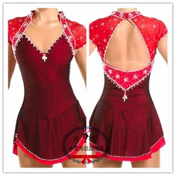 LIUHUO Women Aldult Girl Customize Costume Performance Competition Leotard Ice Figure Skating Dress Dance Teens Ballet Red Kids