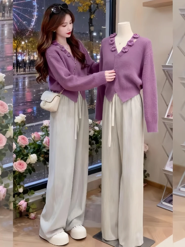 

Beautiful Purple Knitted Long Sve Women's Sweater Autumn Winter New Sle Korean Aosphere Sensation 2025 New Arrival
