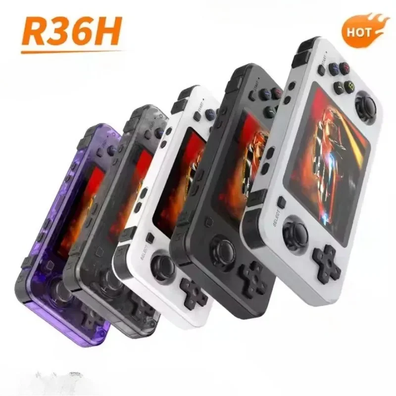 R36H 64G/128G ريترو وحدة تحكم بجهاز لعب محمول 3.5 بوصة IPS شاشة مفتوحة المصدر نظام لينكس المحمولة الكلاسيكية مشغل فيديو لعبة