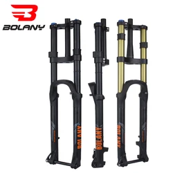 BOLANY Doubshoulder Inverted Bike Fork 27.5/29inch Boost Fork Thru Axle 175mm Travel Stright/Tapered Rebound Adjustment MTB Fork