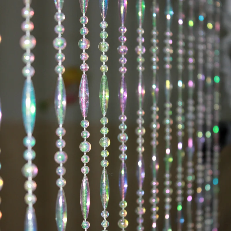 Home Decor Door Curtain Colorful White Acrylic Plastic Beads String Curtain Window Balcony Garden DIY Decoration Ornament
