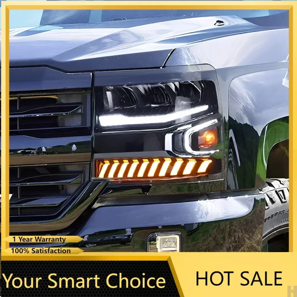 

Модернизированные автомобильные передние фонари для Chevrolet Silverado 2016-2018, светодиодные автомобильные фары в сборе, аксессуары для линз проектора