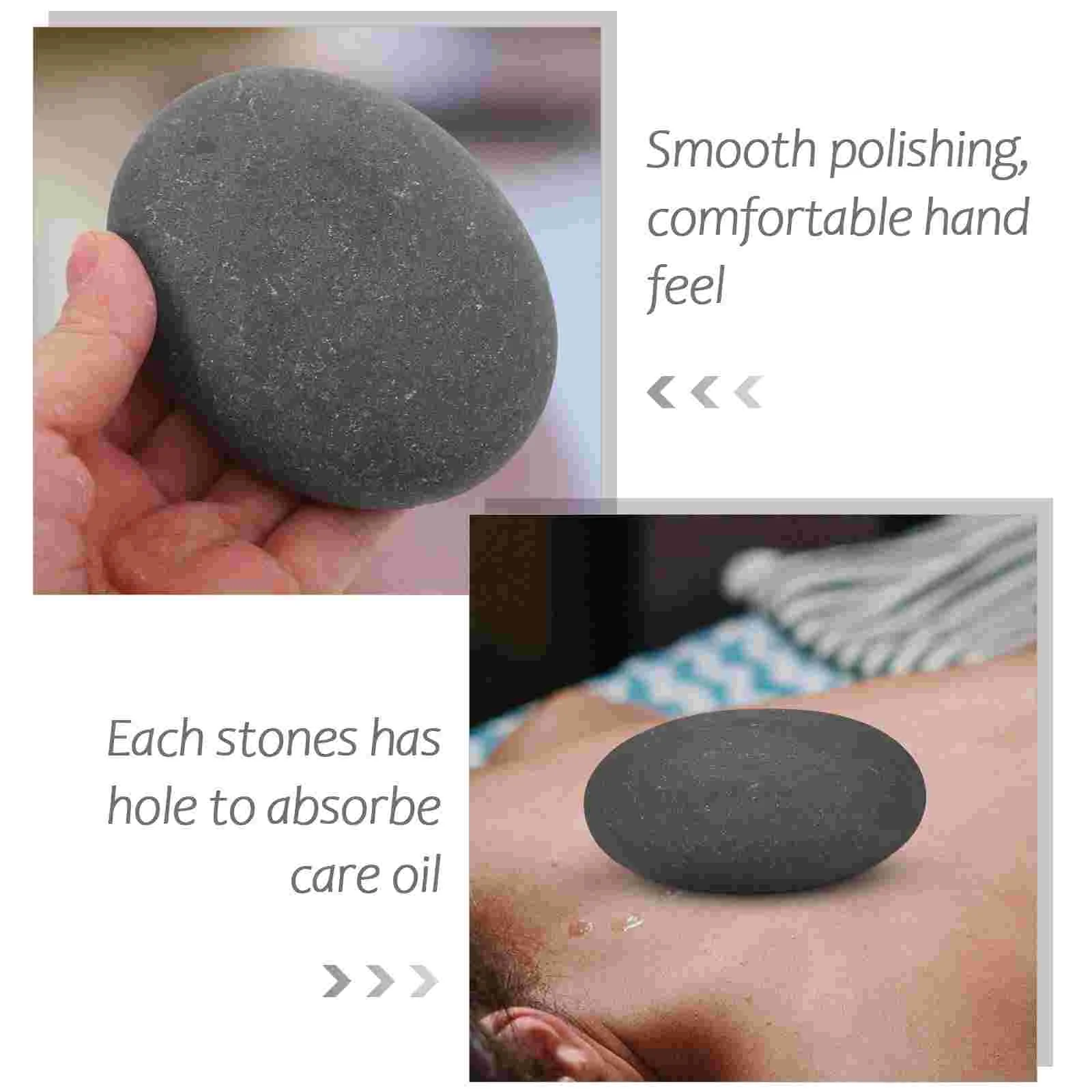 6 Pcs Spa Massage Stones Hot Heated Foot Massager Energy for The Rock Black Mini