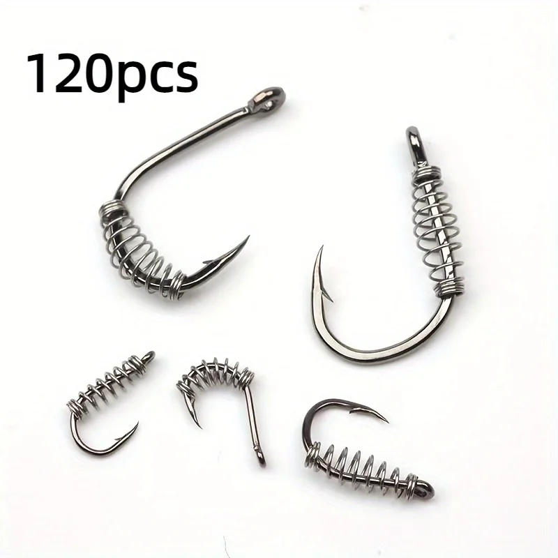 

120pcs of Stainless Steel Fishing Hook Springs, Designed for Carp And Bait Fishing Additions, Featuring Spring Bait Feeders