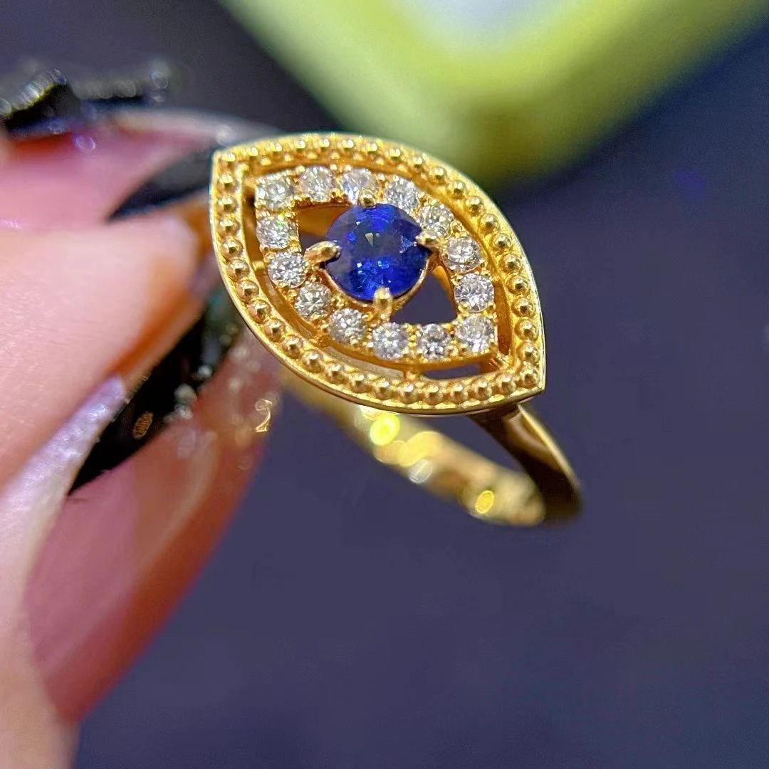 18K Gold Real Diamonds Sapphire Colorful Gemstone Women's Ring Customized Luxury Design Gifts