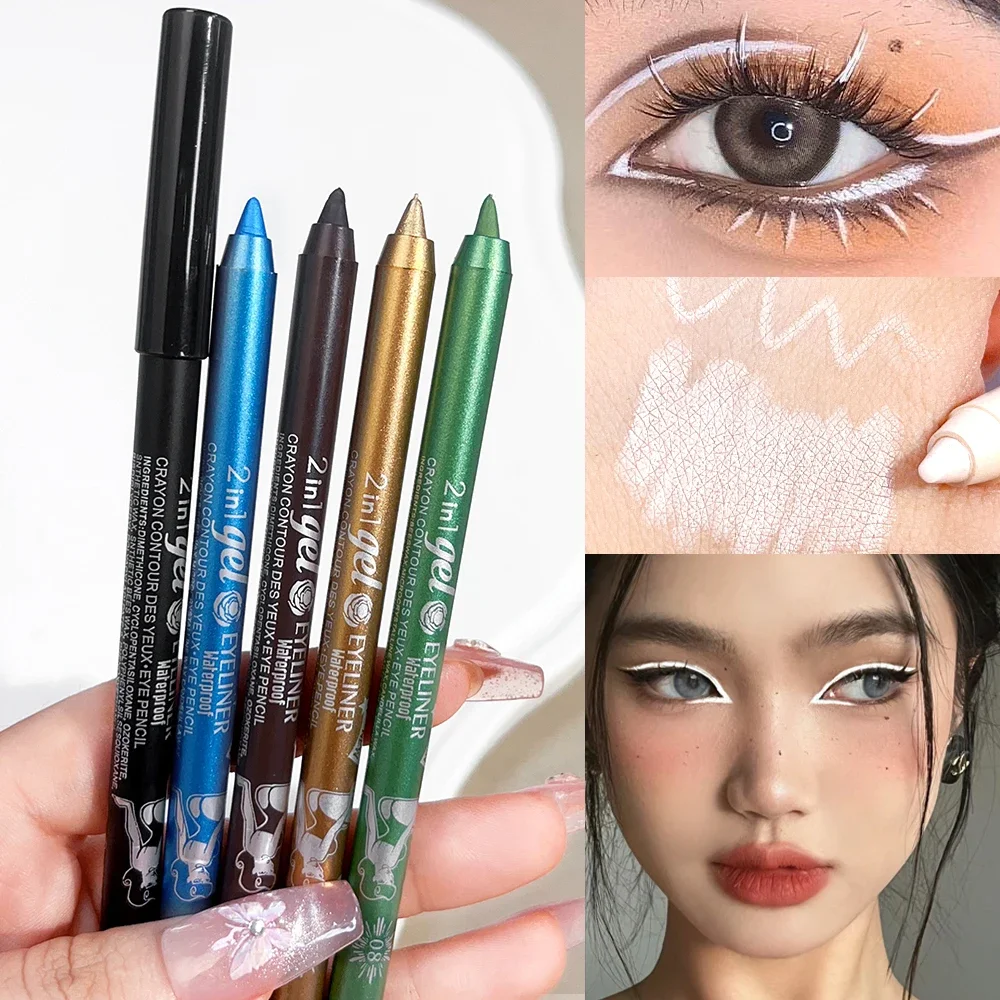 Kleurrijke Eyeliner Gel Pen Waterdicht Transpiratie Niet-vlekkende Oogschaduw Potlood Langdurige Parelachtige Ogen Lippenstiften Make-up voor Beginnende