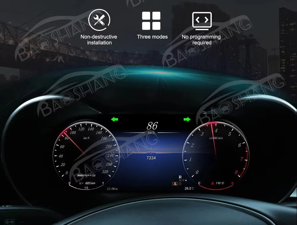 Full LCD Dashboard Speedometer Gauge Digital Cluster for ML/GL/G/GLE/GLS2012-2019 Cars New for Auto Meter