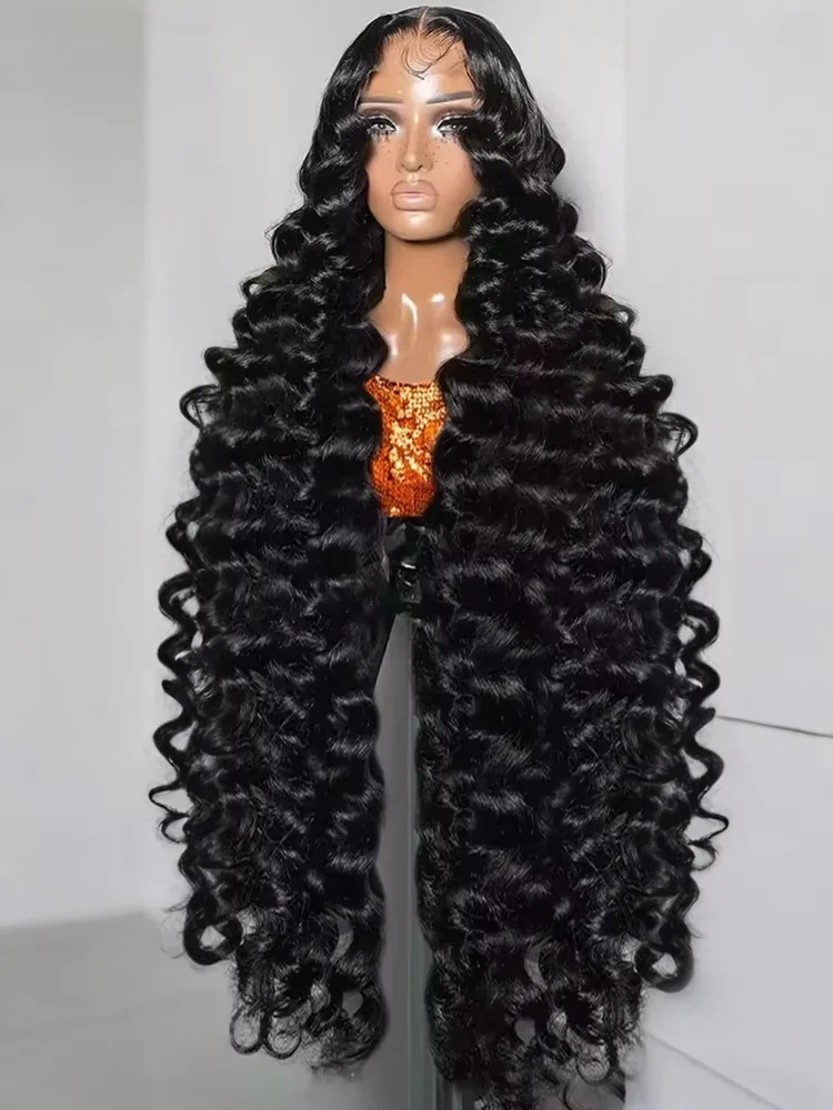 Mossily 250 Density Loose Deep Wave 13x6 HD Lace Front Human Hair Wigs Brazilian Pre plucked 30 40 Inch Curly Lace Frontal Wig