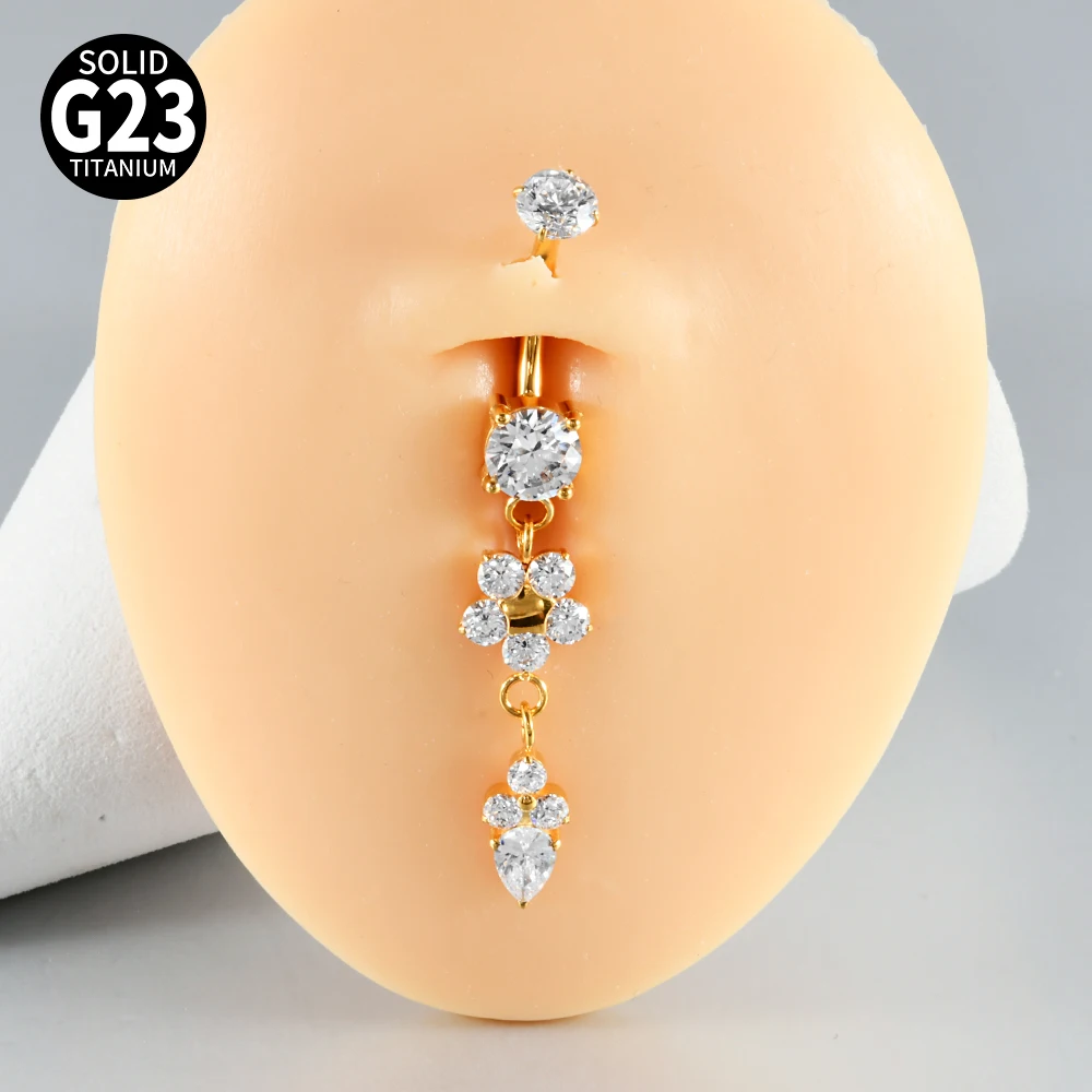 ต่างหูเจาะสะดือไทเทเนียมประดับ - Belly Bar Titanium บทวิจารณ์และราคา