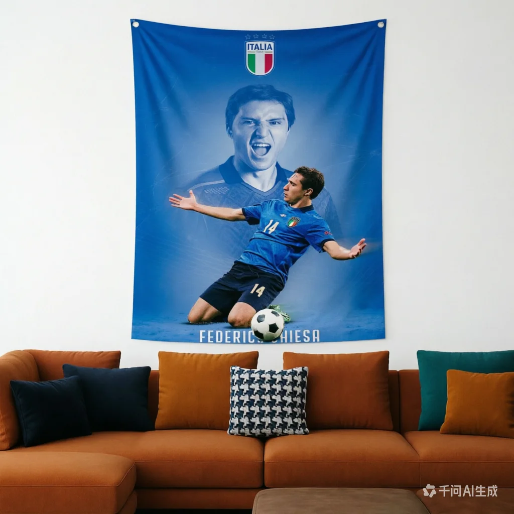 Federico Chiesa Tapestry Italy National Team Football Wall Hanging Soccer Fan Decor For Bedroom Living Room