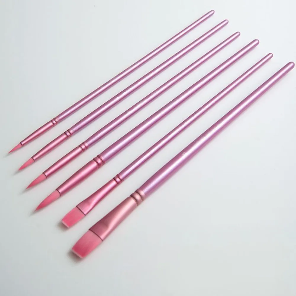 

4/6pcs soft hair Painting Brush Set Different Shape Nylon Watercolor Drawing Brushes Professional Wooden Handle