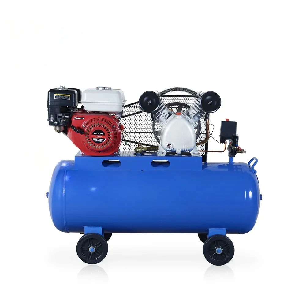 Hot salesBest price 2 cylinder 100 litre piston industrial air compressors with gasoline engine