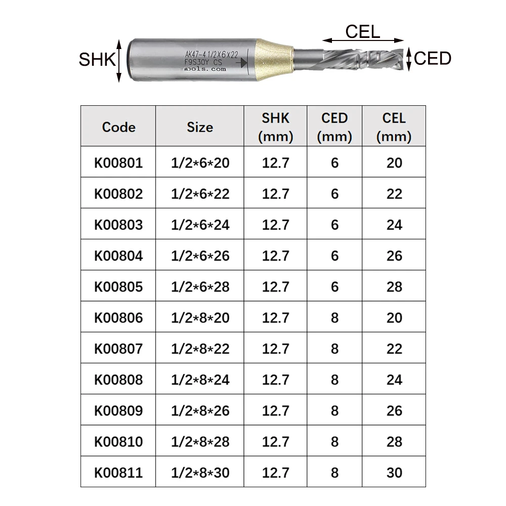 OUIO Compound Spiral Router Bit Double Veneer Cutting Knife CNC Engraving Machine Woodworking Cutting Tool AK47-4