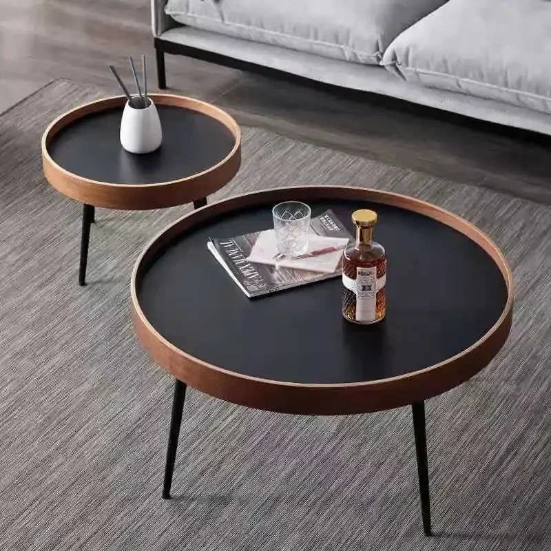 

Wooden Simple Modern Round Tea Coffee Tables Living Room Luxury Center Table Sofa Side Leisure Table Furniture Mini End Table