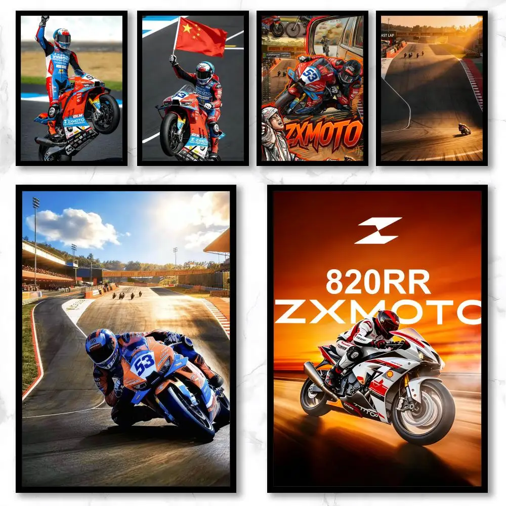 Art Z-Zhang Xue Motorcycle Poster Premium Art Wall Decor, Simple Ornament for Living and Leisure Areas