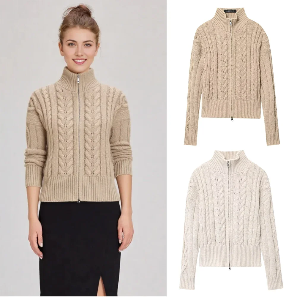 

Осенний женский вязаный кардиган, куртка, новые модные джемперы, повседневная куртка на молнии, элегантный женский свитер, верхняя одежда, повседневный трикотаж