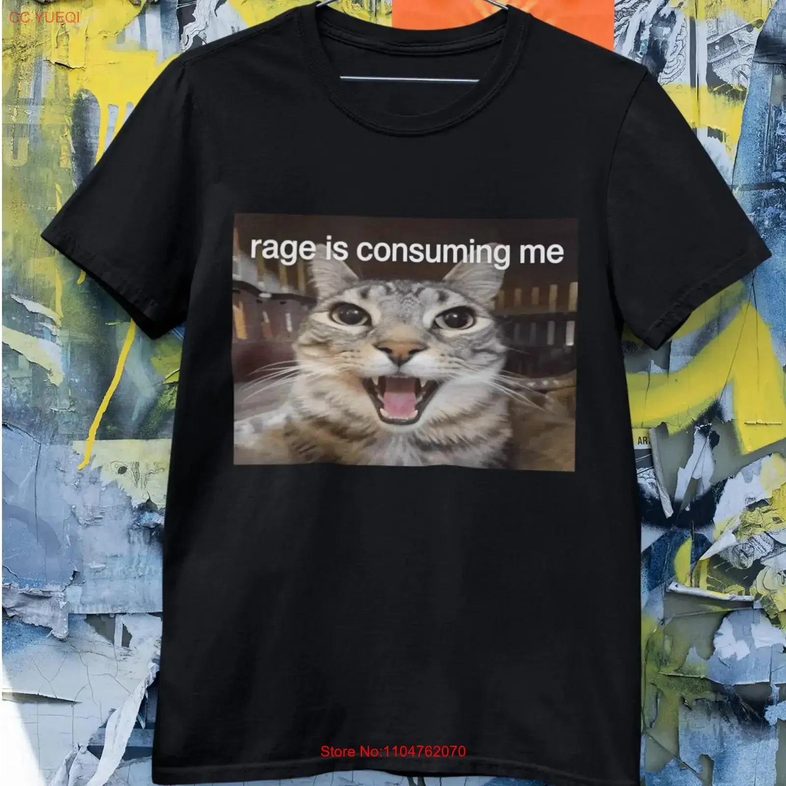 Rage Is Consuming Me Cat Meme T Shirt Funny Angry long or short sleeves vintage Washed Soft Stretched Breathable Comfortable