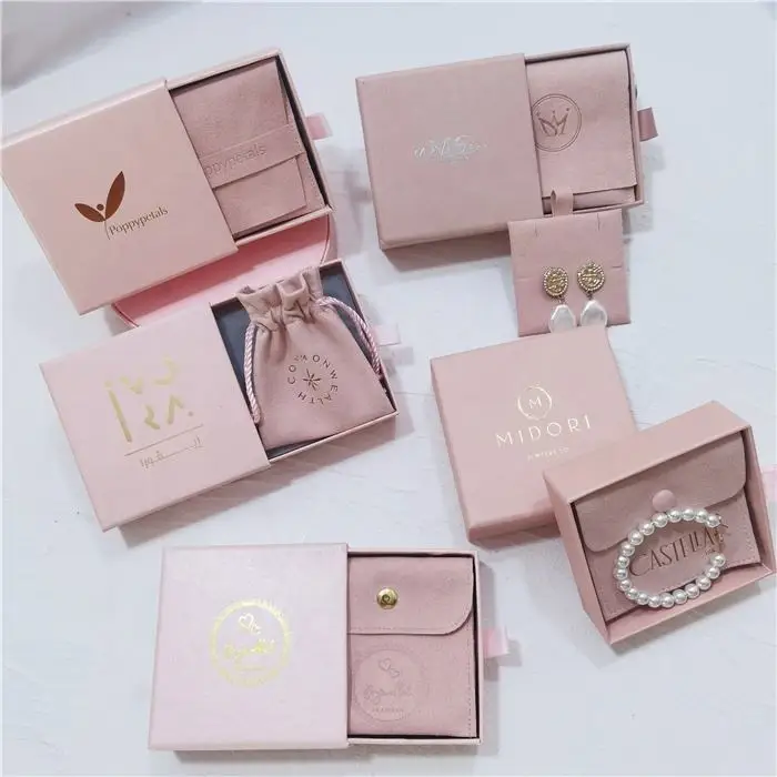 

50pcs Jewelry Box Suede Jewelry Pouch and Card Insert CH Logo Customized With Jewelry Packaging Pouch Envelope Microfiber White