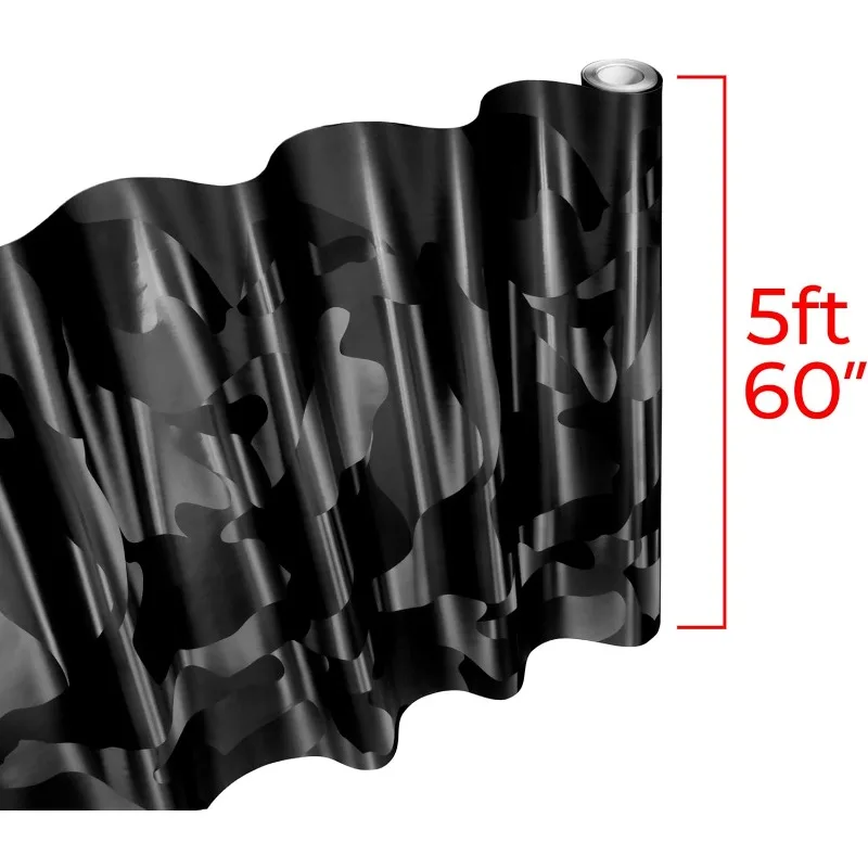 2020 Edition Black Stealth Large Sized Pattern Camouflage Vinyl Car Wrap Roll (50ft x 5ft)