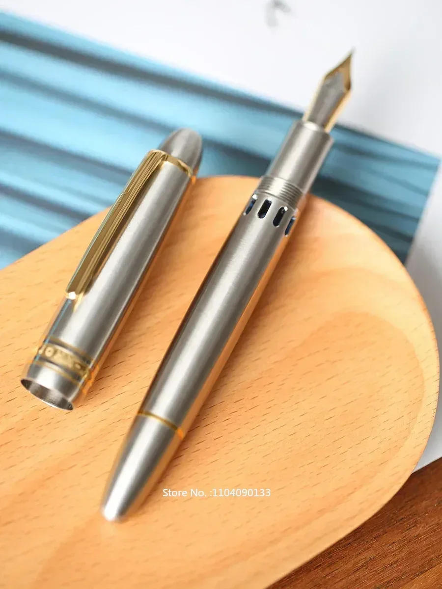 MAJOHN Ti-136 Metal Piston Fountain Pen Titanium Alloy 18k Gold Tip EF/F 0.38/0.5mm Nib Ink Pen Luxuris Writers Office Business