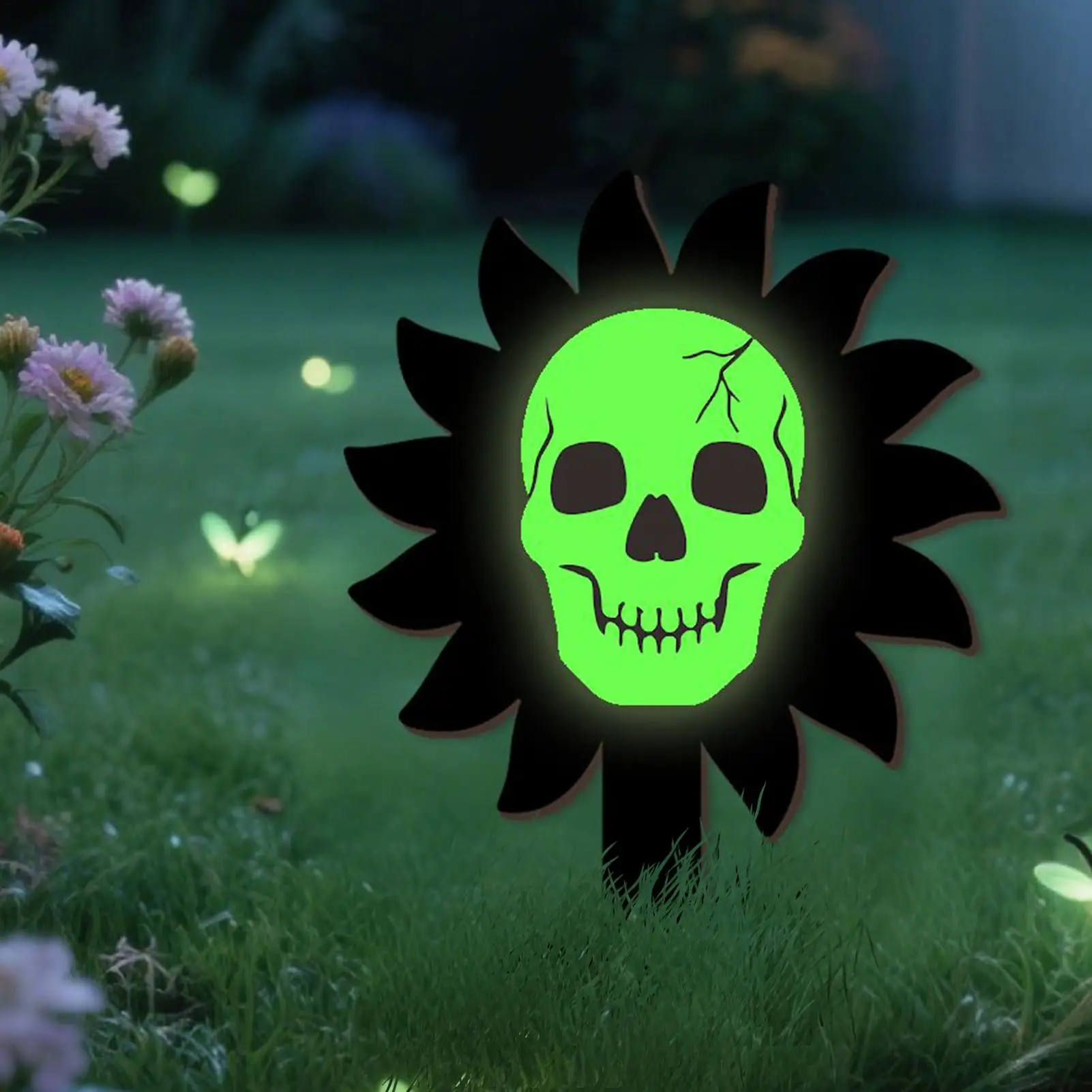 

Halloween Stakes Luminous Skull Garden Stakes Outdoor Decor Wooden Lawn Ornaments Halloween Decorations For Pathway Ground