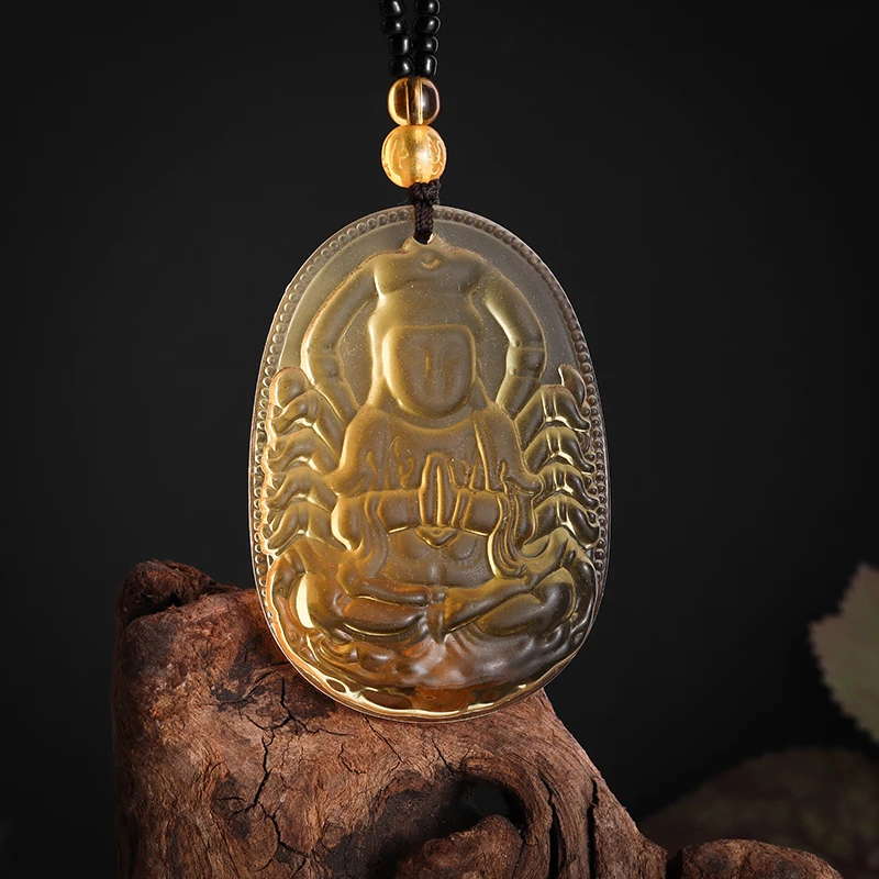 Buddhist Thousand-Hand Guanyin Buddha Statue Pendant Beaded Necklace Men's and Women's Amulets Jewelry