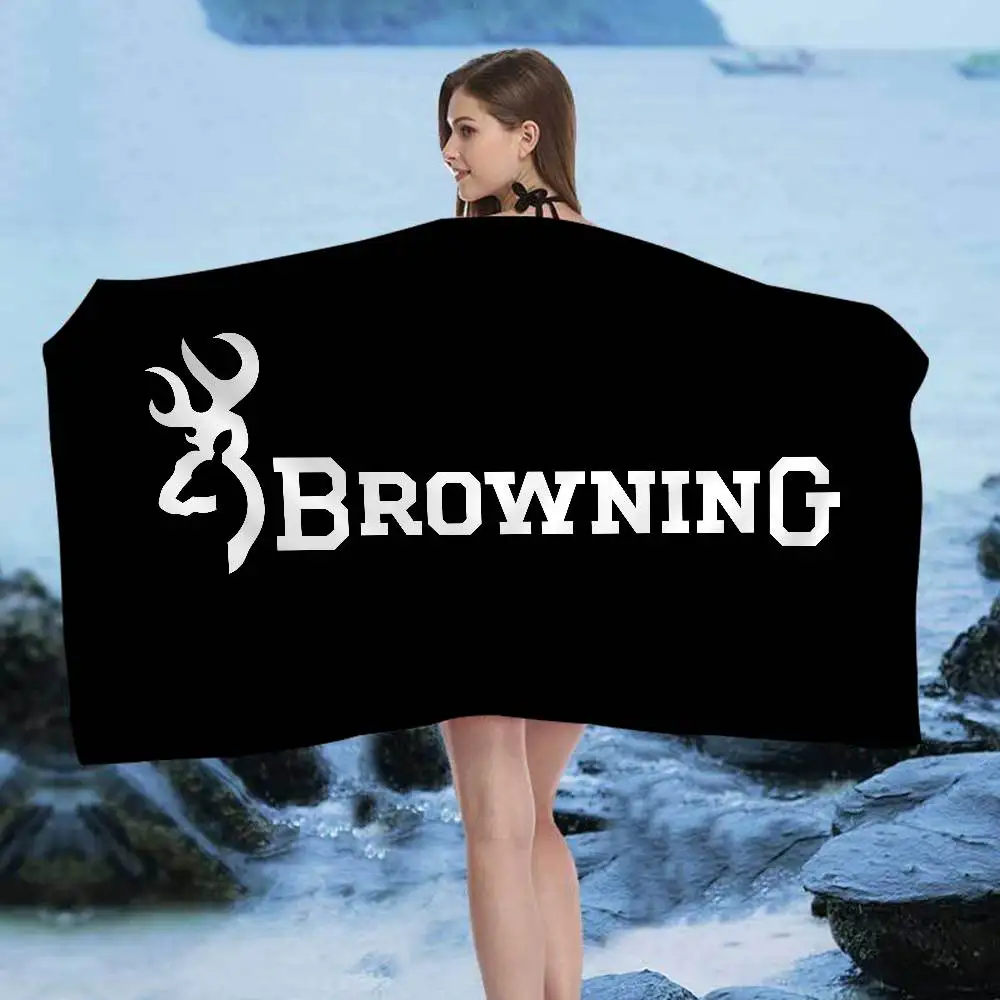 B-Browning Logo Toalha de praia de microfibra absorvente de secagem rápida macia Yoga Swimming Resort Toalha de escalada de montanha