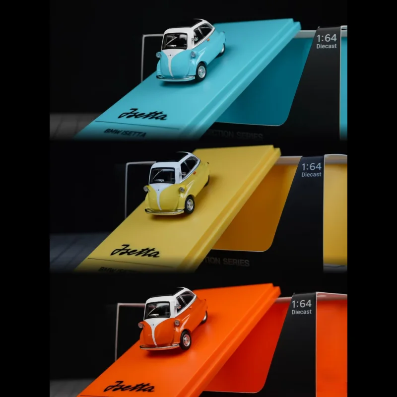 AR Box 1:64 ISETTA, set de tres coches, modelo de coche en miniatura de aleación fundida a presión, artículo decorativo coleccionable, genuino en stock