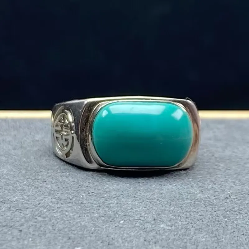 Classic silver 925 ethnic style Turquoise saddle rings for women simple retro hollow out green ring Couple style banquet jewelry