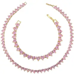 ZHUKOU Hot sale gold color silver color heart iced out necklaces for women heart CZ tennis necklace for women Wholesale VL202