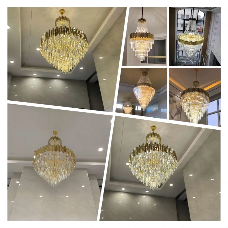 Imagem -02 - Dimmable Led Hanging Chandelier Ouro Prata Lâmpadas Pendant Suspensão Luminária Iluminação para Escadaria